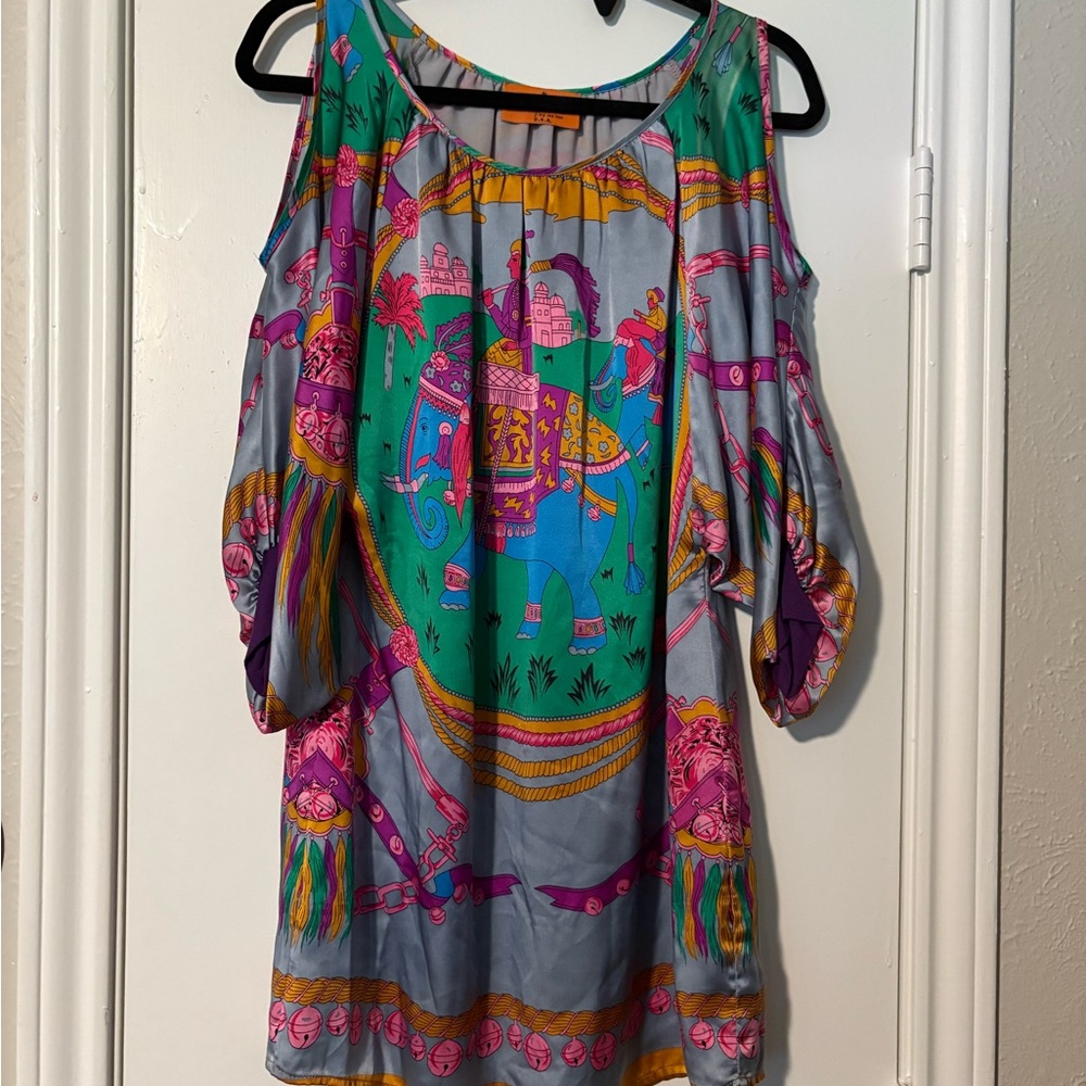 Voom Size Small Colorful Elephant Print Women's Dress